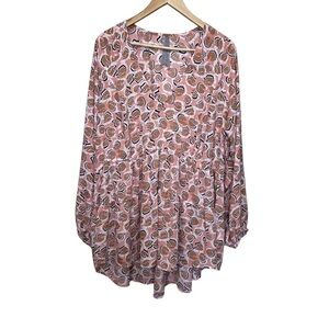 Melissa McCarthy Geometric Peach Tan Tunic Blouse Size 2X